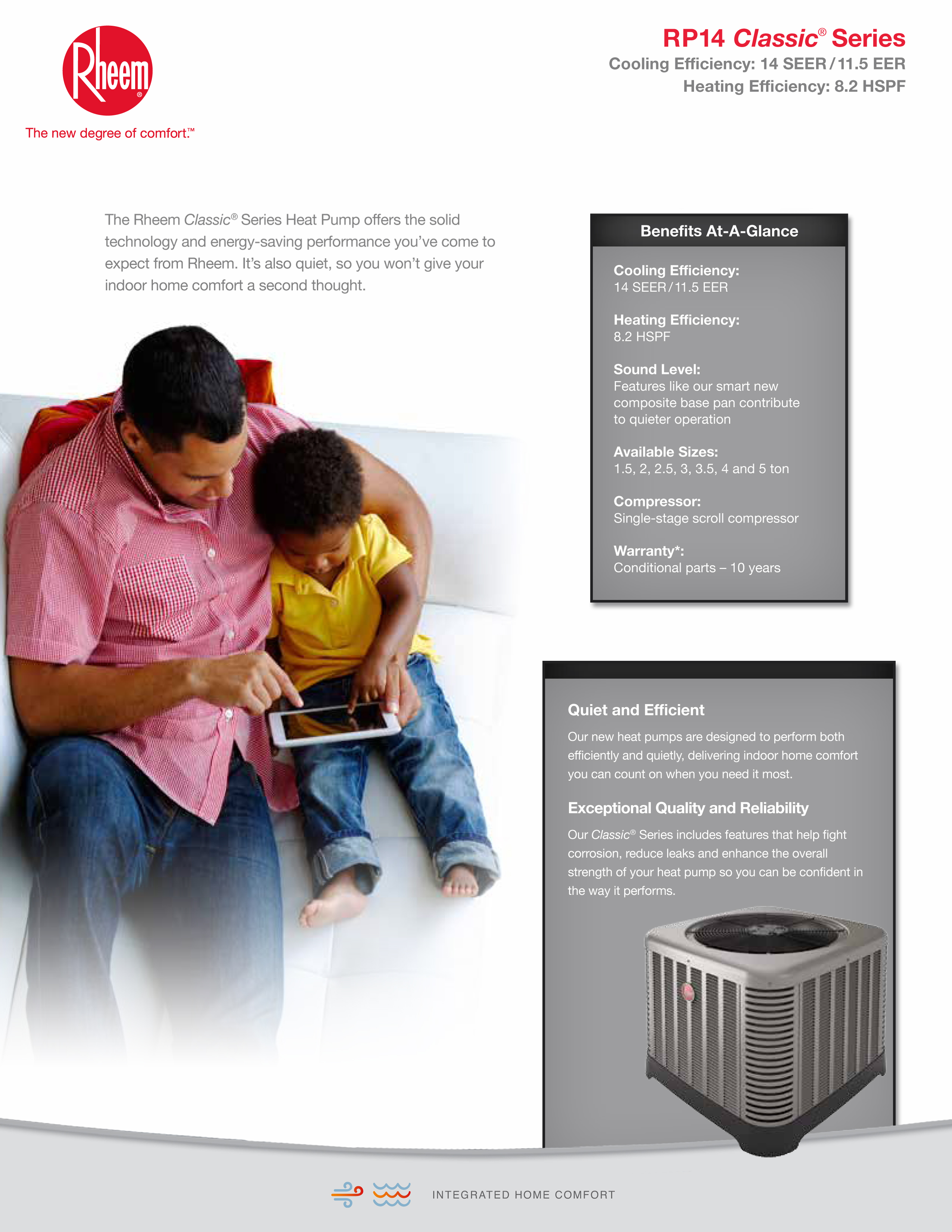 2 Ton Rheem 14 SEER Dual Fuel Heat Pump 50K BTU System RP1424AJ1NA, 80% Furnace, RCF2417STAMCA (T)